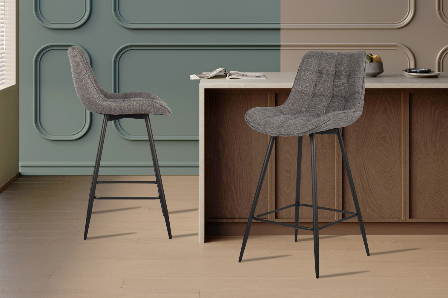 SALE - Counterstoel 'Ariba' Stof Ote Montego 466 Grijs – Rousseau 5630-2