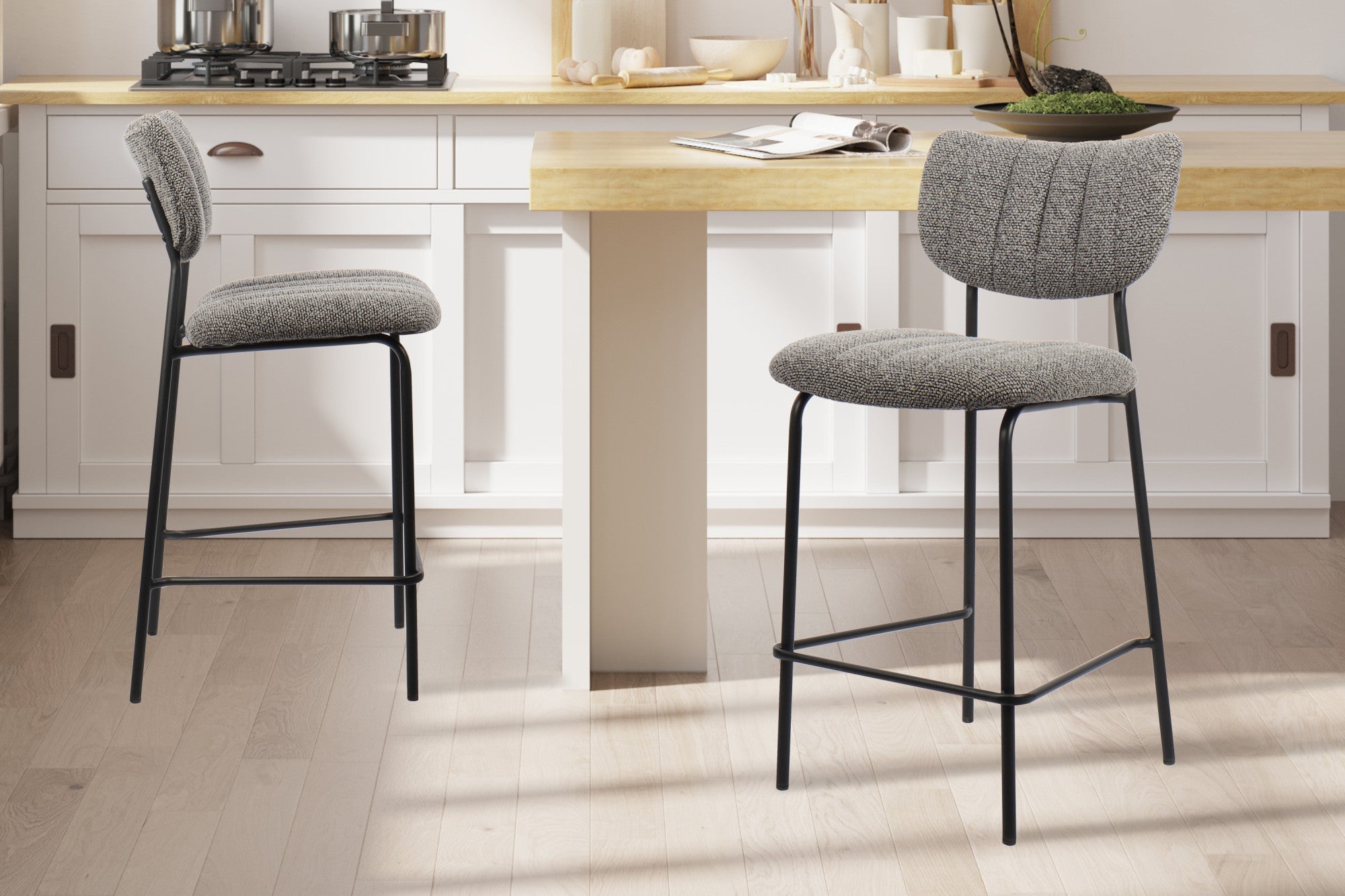 SALE - Counterstoel 'Antura' Stof Ote Lisa 456 Donkergrijs – Rousseau 5635-4