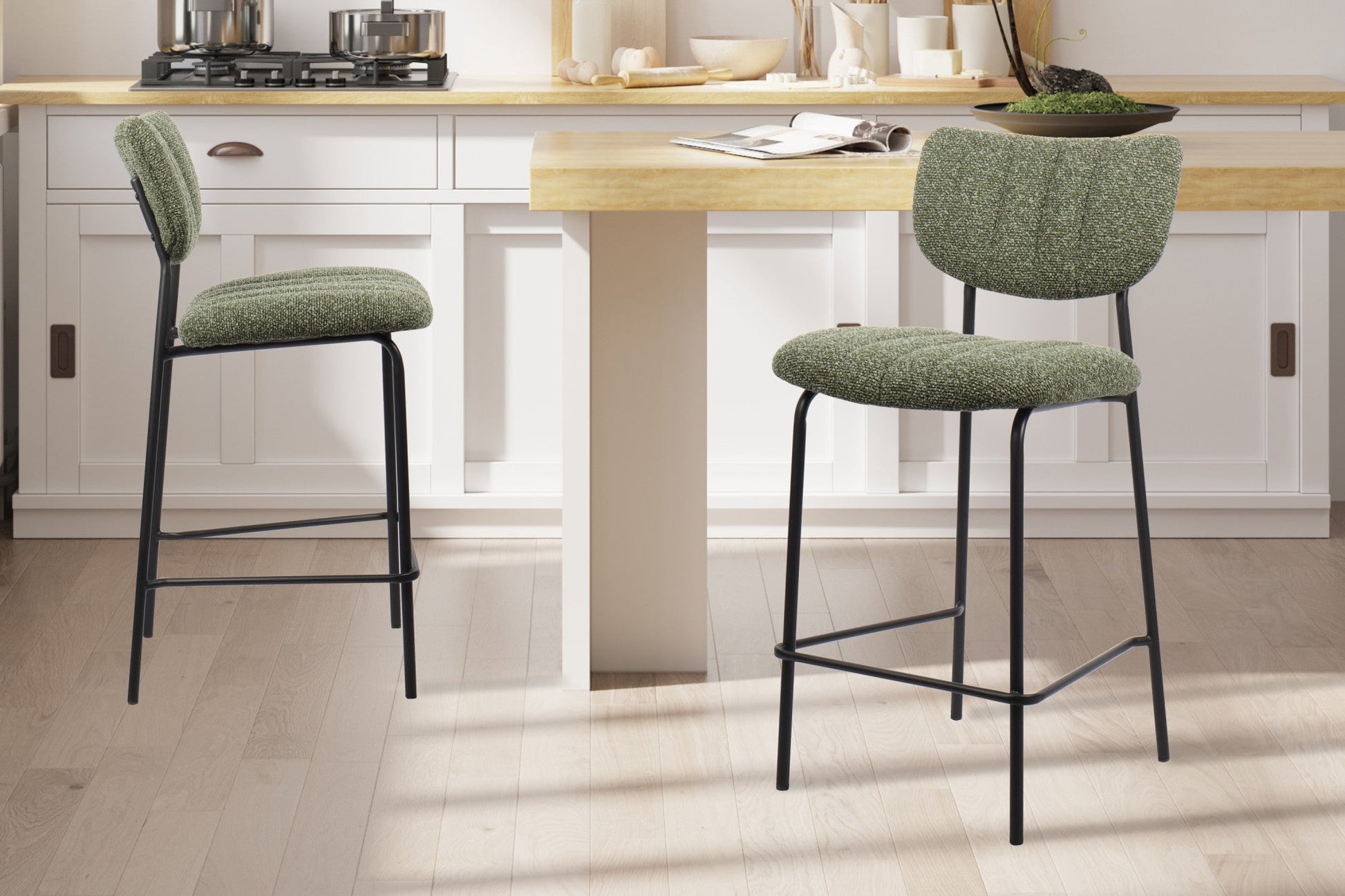 SALE - Counterstoel 'Antura' Stof Ote Lisa 356 Groen – Rousseau 5635-5