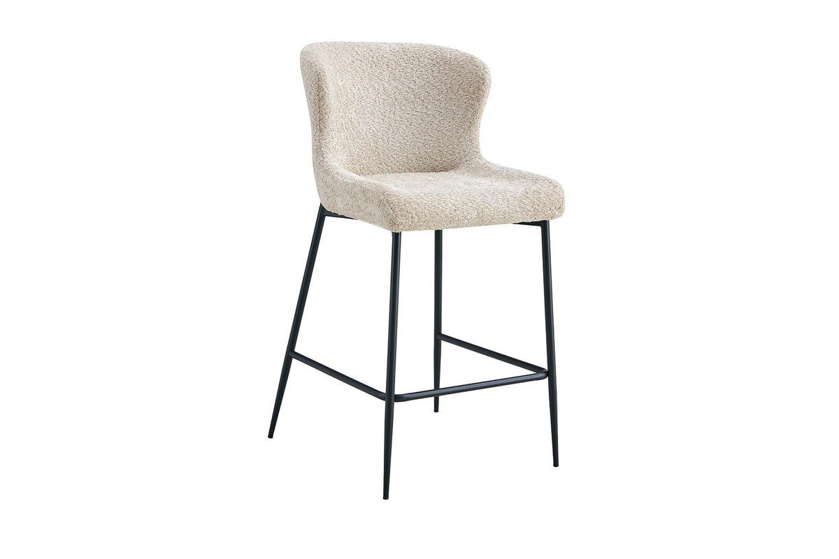 Counterstoel Lisa Bouclé Beige – breedte 51.5 cm, diepte 56 cm en hoogte 96.5 cm – aanzicht 5