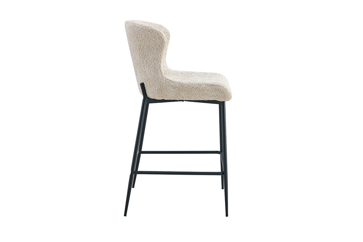 Counterstoel Lisa Bouclé Beige – breedte 51.5 cm, diepte 56 cm en hoogte 96.5 cm – aanzicht 6