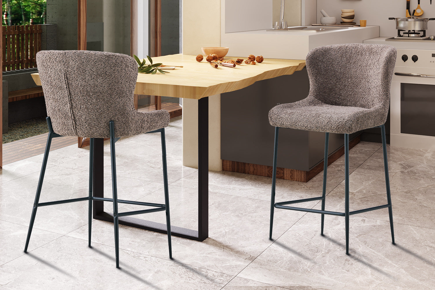 Counterstoel 'Lisa' Bouclé Zand – Rousseau 5640-3