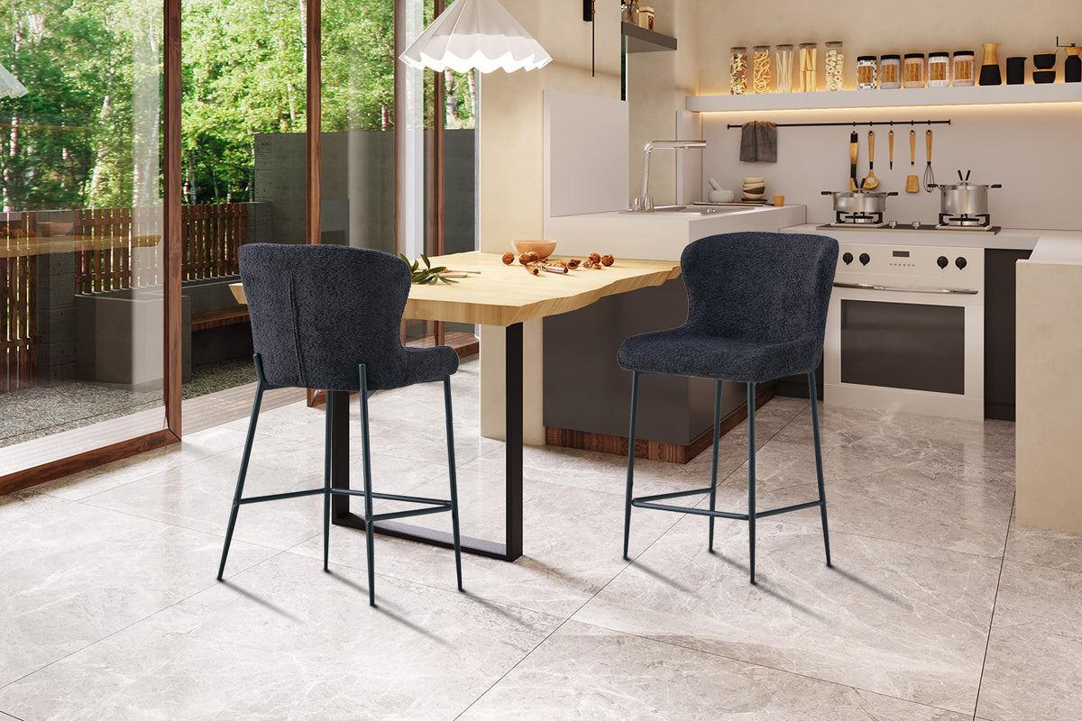 Counterstoel Lisa Bouclé Donkergrijs – breedte 51.5 cm, diepte 56 cm en hoogte 96.5 cm – aanzicht 3