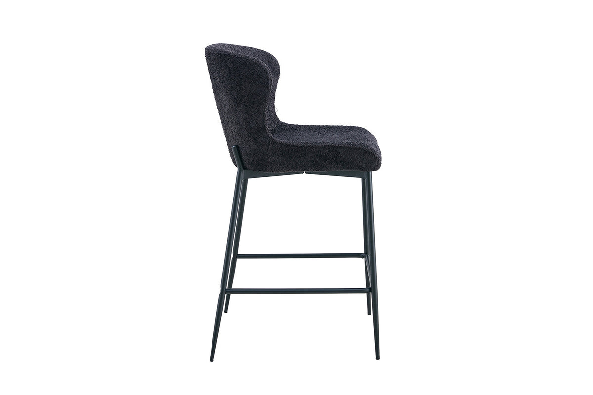 Counterstoel Lisa Bouclé Donkergrijs – breedte 51.5 cm, diepte 56 cm en hoogte 96.5 cm – aanzicht 6