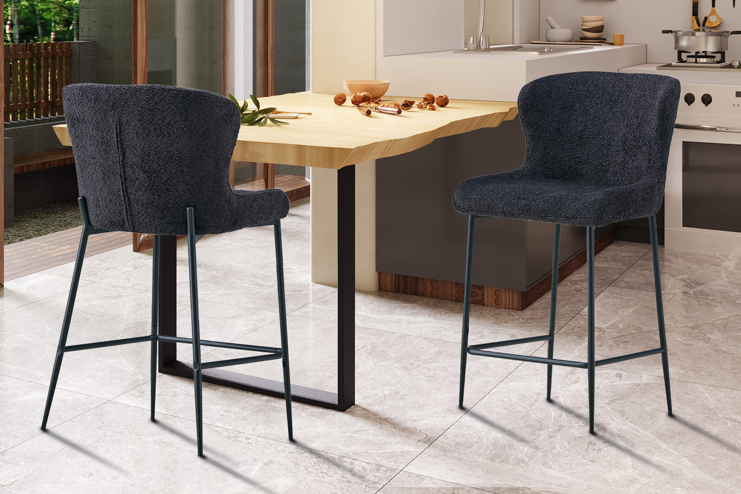 Counterstoel 'Lisa' Bouclé Donkergrijs – Rousseau 5640-6