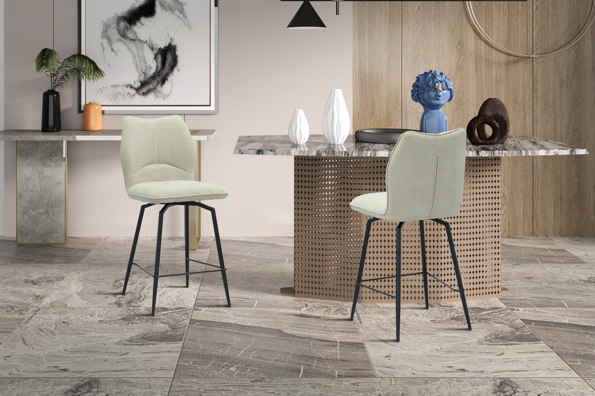 Counterstoel Lara Stof Draaibaar Ecru – breedte 48 cm, diepte 56 cm en hoogte 103 cm – aanzicht 3