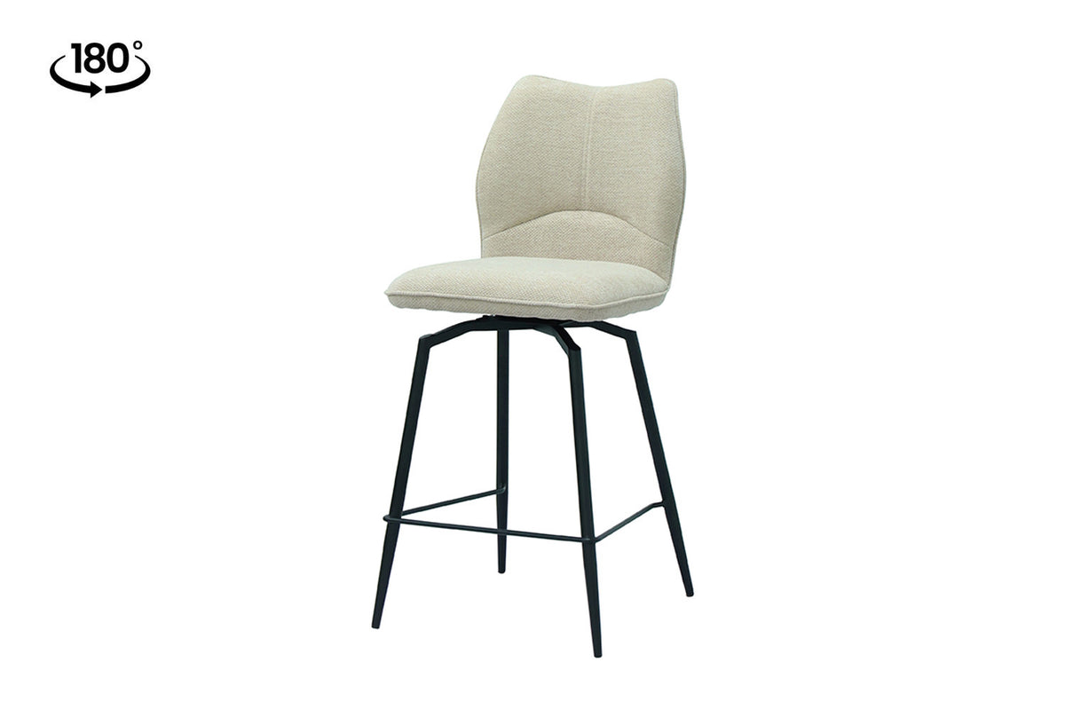 Counterstoel Lara Stof Draaibaar Ecru – breedte 48 cm, diepte 56 cm en hoogte 103 cm – aanzicht 4