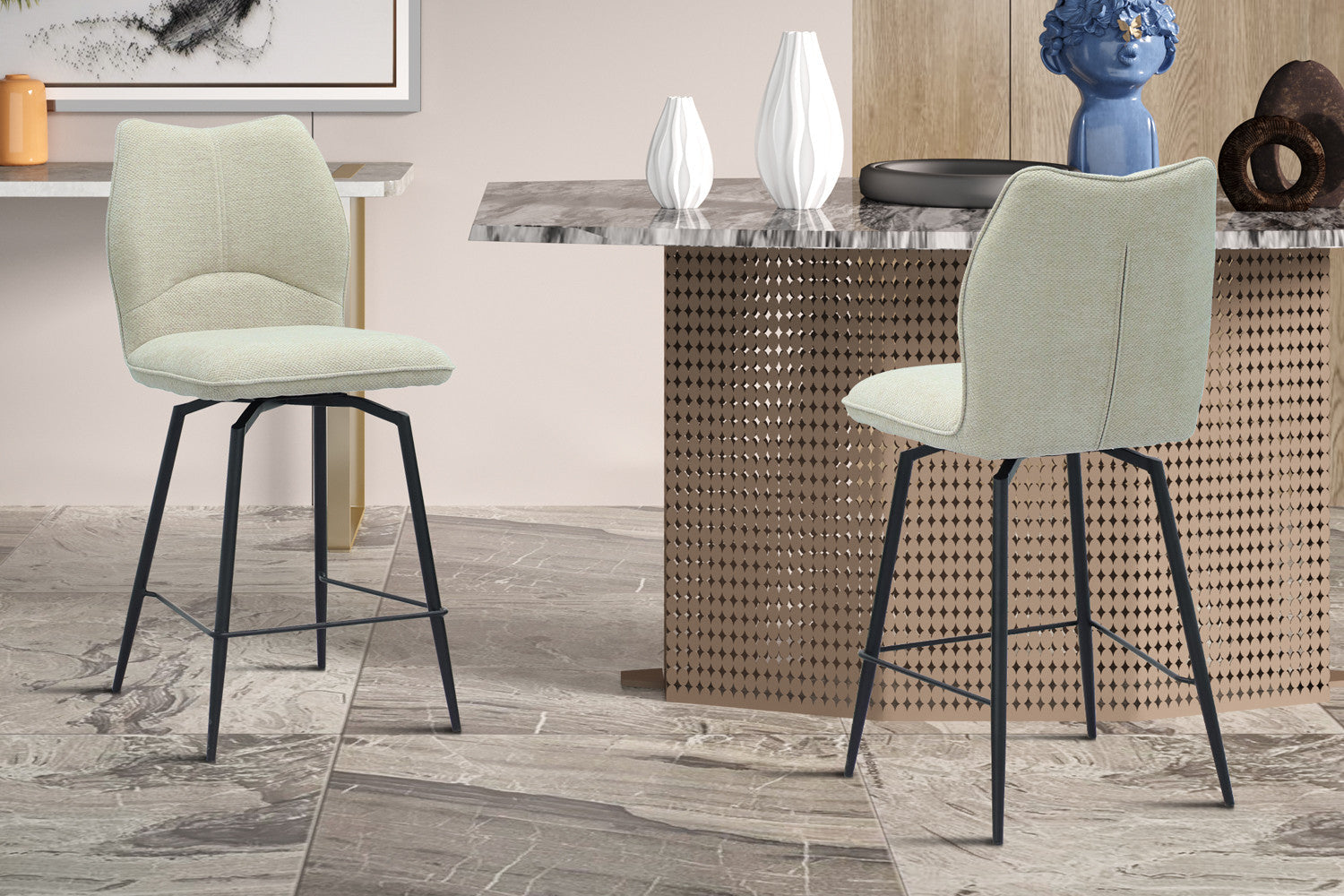 Counterstoel 'Lara' Stof Ote Sea 140 Draaibaar Ecru – Rousseau 5645-1