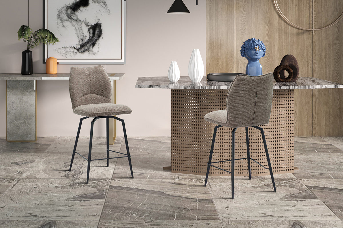 Counterstoel Lara Stof Draaibaar Zand – breedte 48 cm, diepte 56 cm en hoogte 103 cm – aanzicht 3