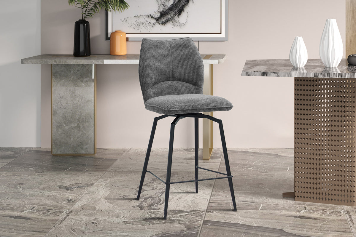 Counterstoel Lara Stof Draaibaar Grijs – breedte 48 cm, diepte 56 cm en hoogte 103 cm – aanzicht 2