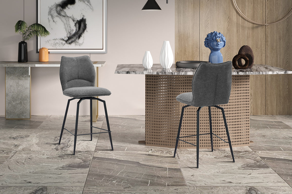 Counterstoel Lara Stof Draaibaar Grijs – breedte 48 cm, diepte 56 cm en hoogte 103 cm – aanzicht 3