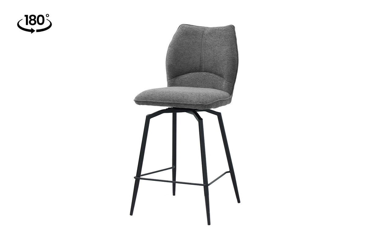 Counterstoel Lara Stof Draaibaar Grijs – breedte 48 cm, diepte 56 cm en hoogte 103 cm – aanzicht 4