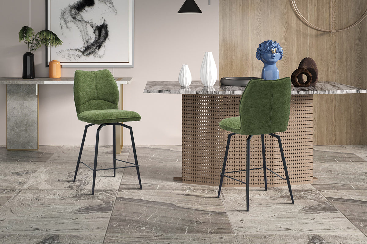 Counterstoel Lara Stof Draaibaar Groen – breedte 48 cm, diepte 56 cm en hoogte 103 cm – aanzicht 3