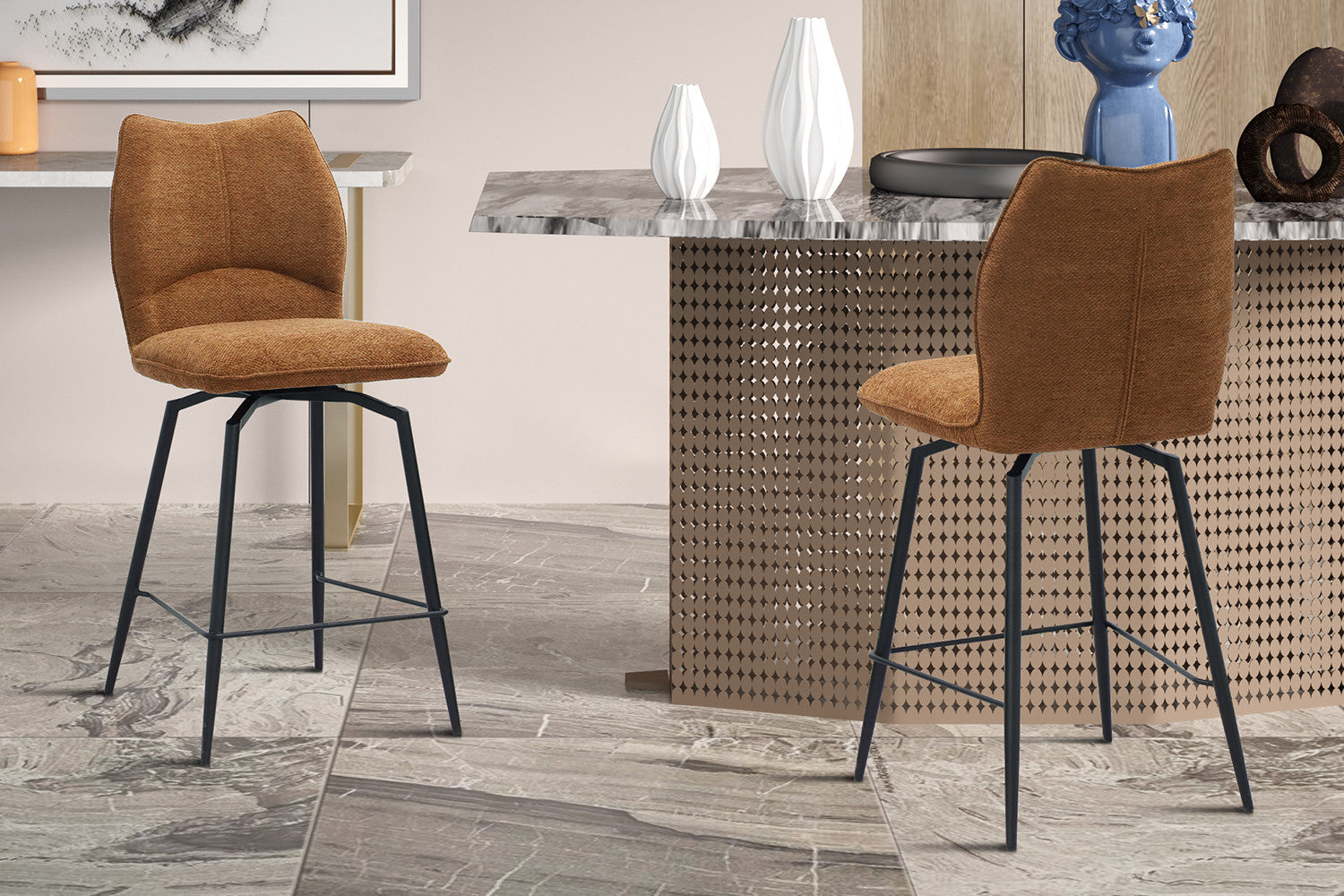 Counterstoel 'Lara' Stof Ote Sea 500 Draaibaar Roest – Rousseau 5645-5