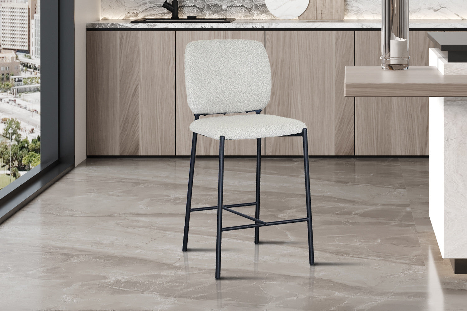 SALE - Counterstoel 'Sophia' Stof Beige - afbeelding 2