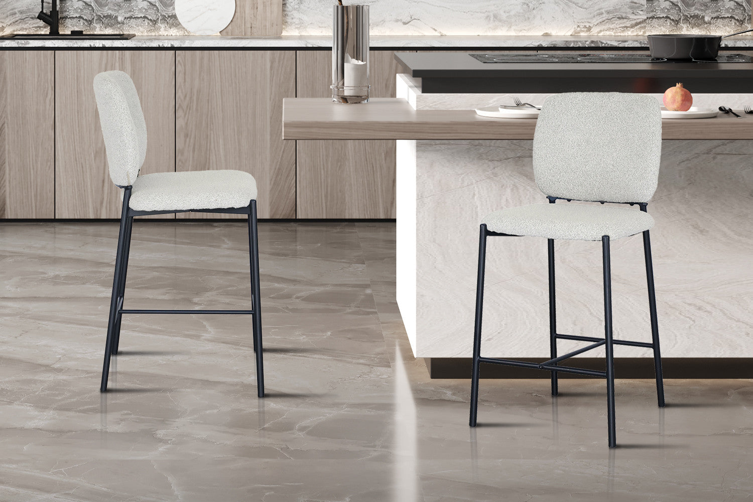 SALE - Counterstoel 'Sophia' Stof Beige – Rousseau 5650-1