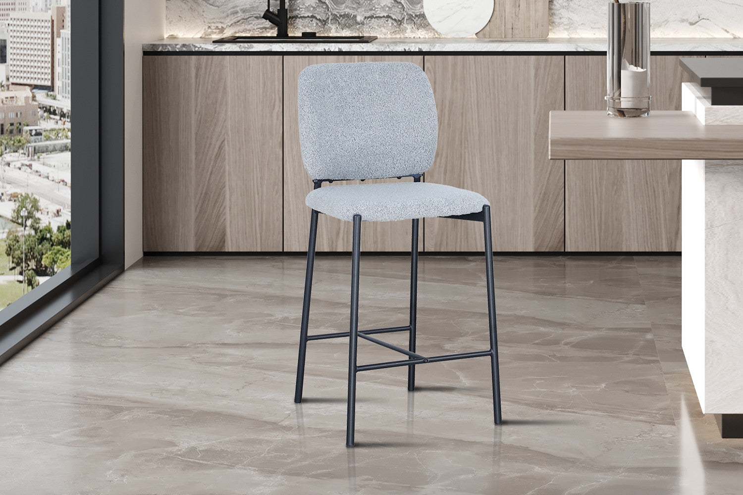 SALE - Counterstoel 'Sophia' Stof Lichtgrijs - afbeelding 2