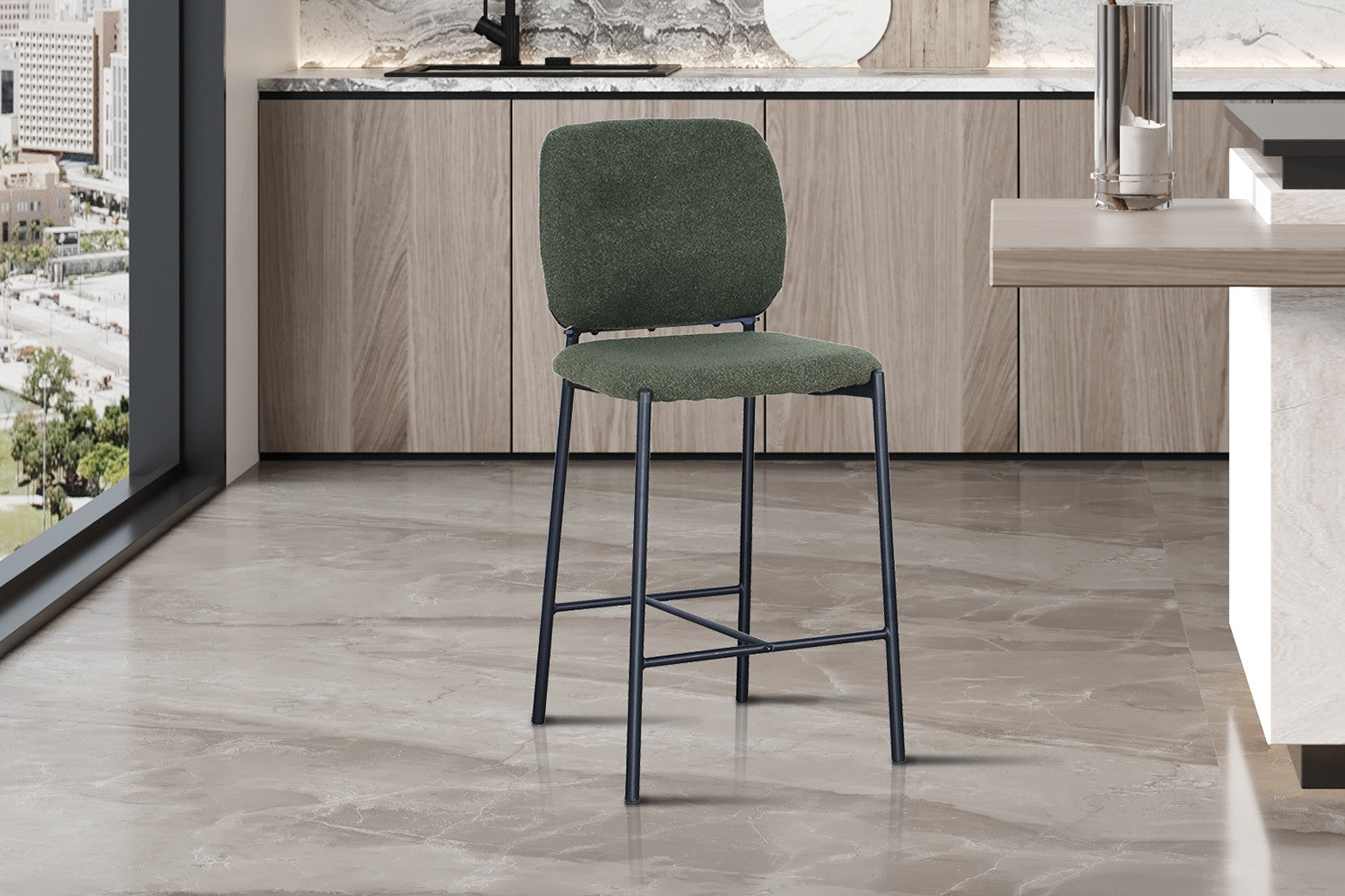 SALE - Counterstoel 'Sophia' Stof Groen - afbeelding 2
