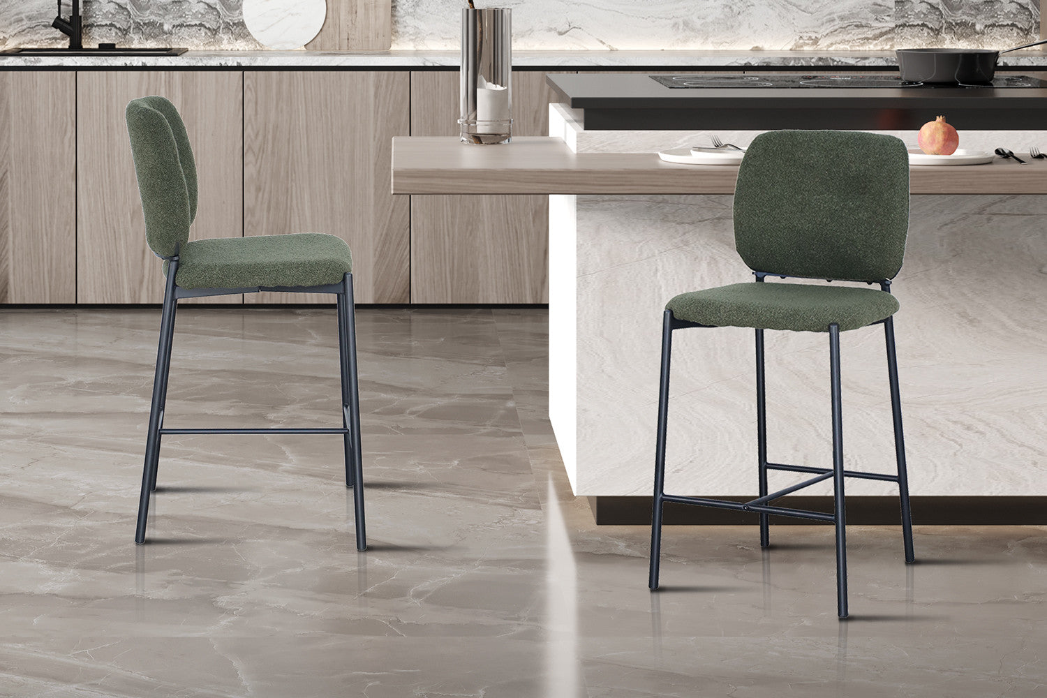SALE - Counterstoel 'Sophia' Stof Groen – Rousseau 5650-4