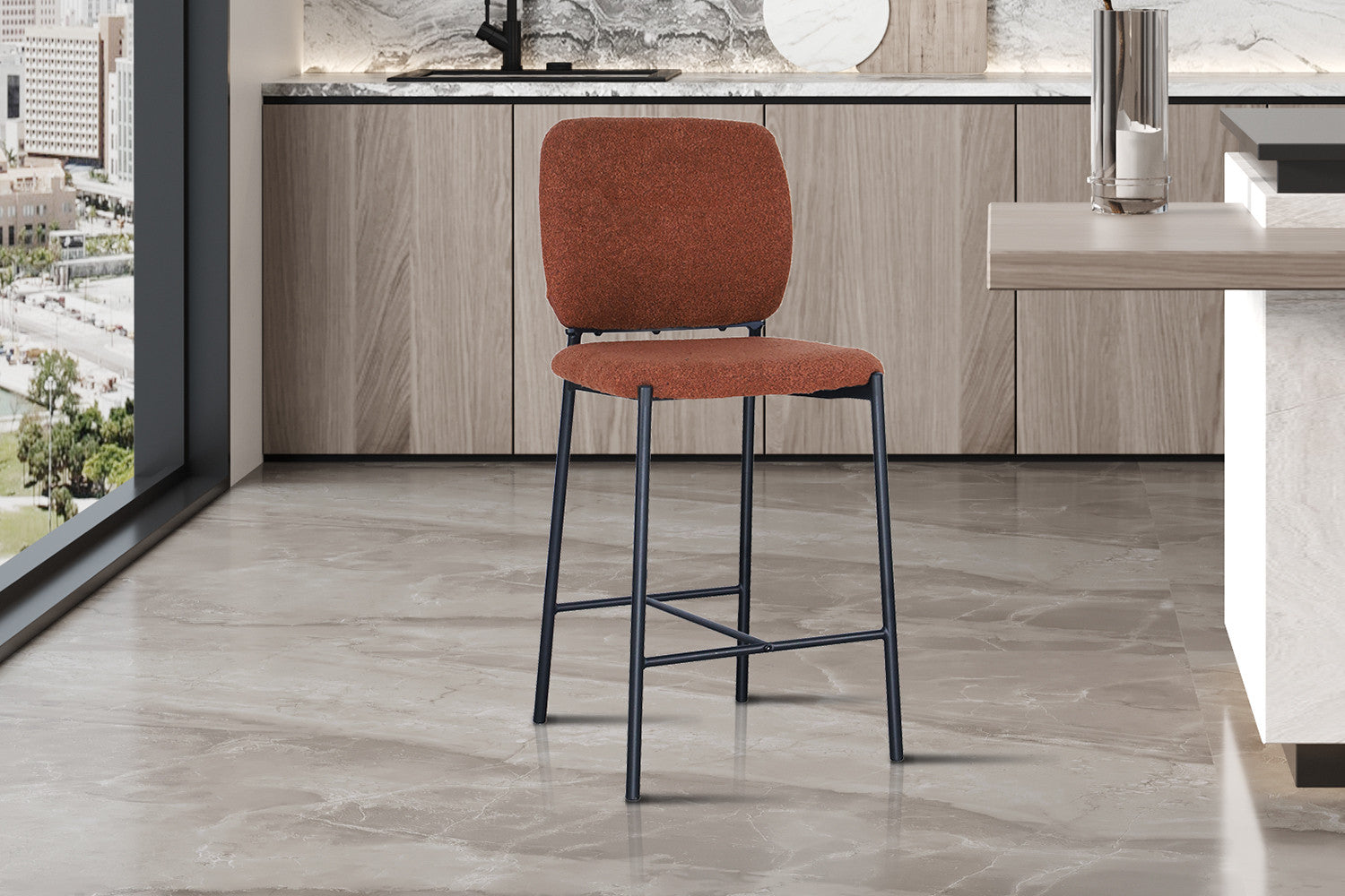 SALE - Counterstoel 'Sophia' Stof Roest - afbeelding 2