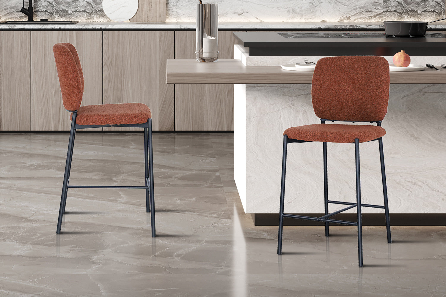 SALE - Counterstoel 'Sophia' Stof Roest – Rousseau 5650-5
