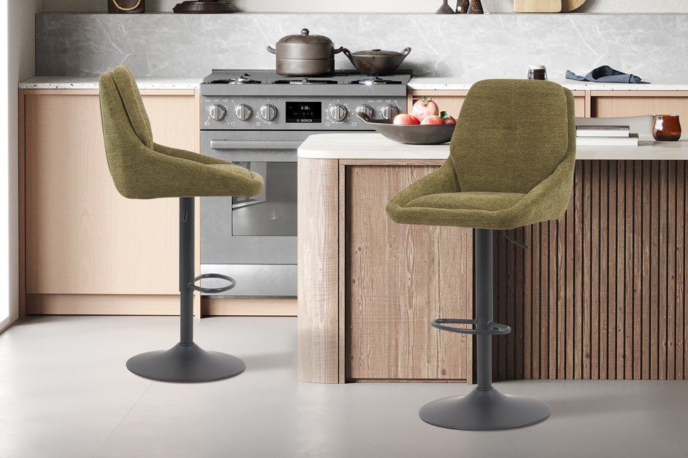 NEW - Barstoel 'Sabine' Stof Ote Sea 360 Draaibaar Groen – Rousseau 5665-4