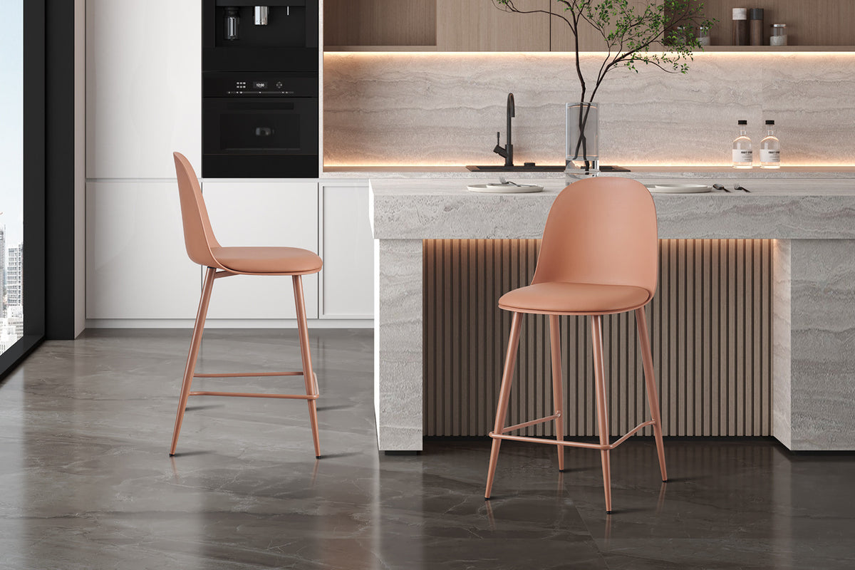 Counterstoel Jasmin Zitting PP kussen PU Terracotta – aanzicht 3