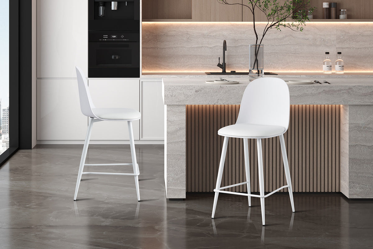 Counterstoel Jasmin Zitting PP kussen PU Wit – aanzicht 3