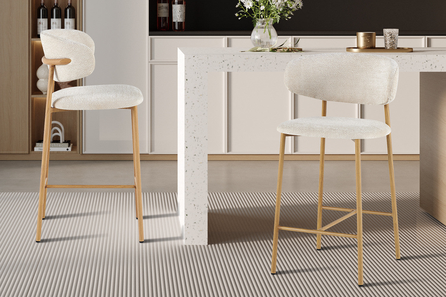 NEW - Counterstoel 'Coco' Naturel - Stof Raven 24 Beige – Rousseau 5675-1
