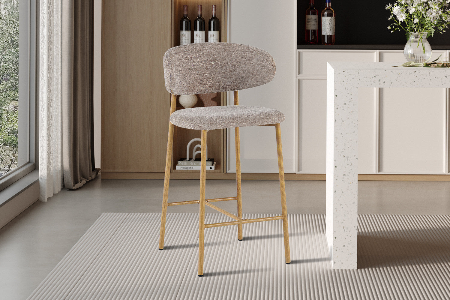 NEW - Counterstoel 'Coco' Naturel - Stof Raven 30 Zand - afbeelding 2