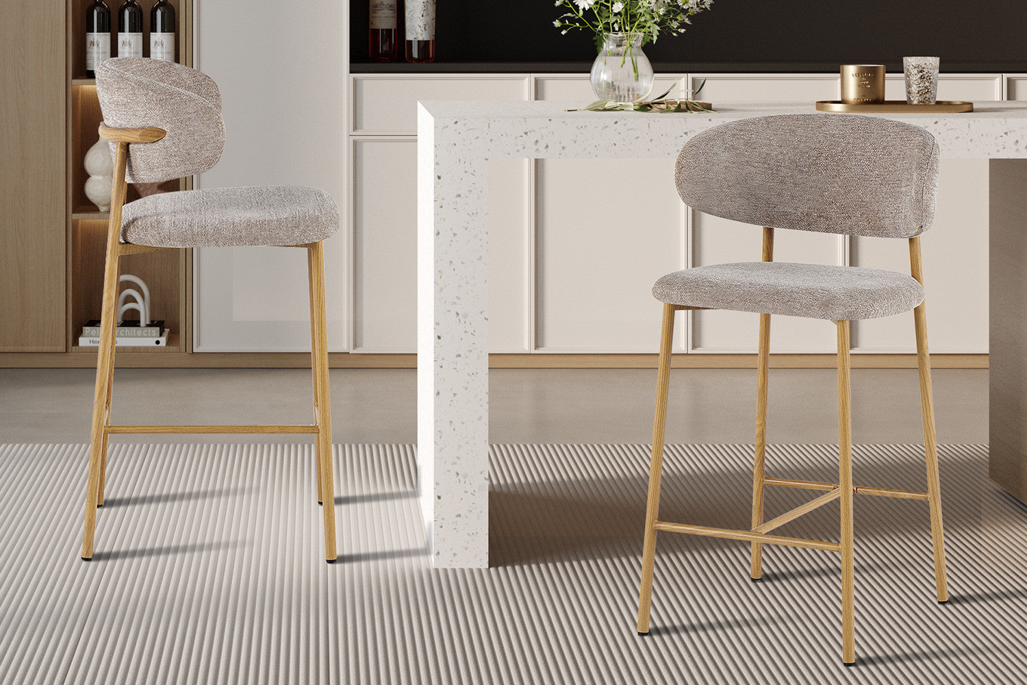 NEW - Counterstoel 'Coco' Naturel - Stof Raven 30 Zand – Rousseau 5675-2