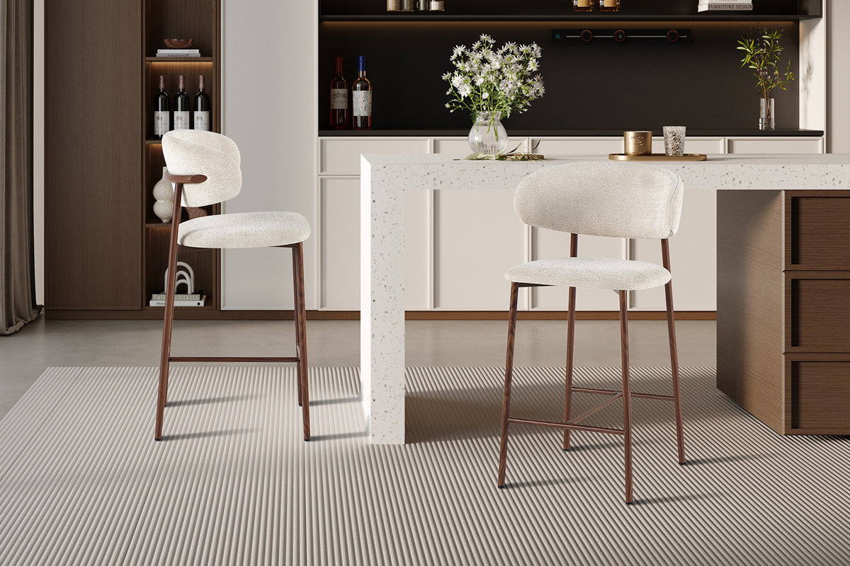 Counterstoel Coco Walnoot - Stof Beige – aanzicht 3