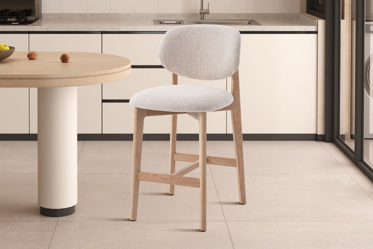 Counterstoel Carmen Naturel Eik Beige Gemonteerd – aanzicht 3