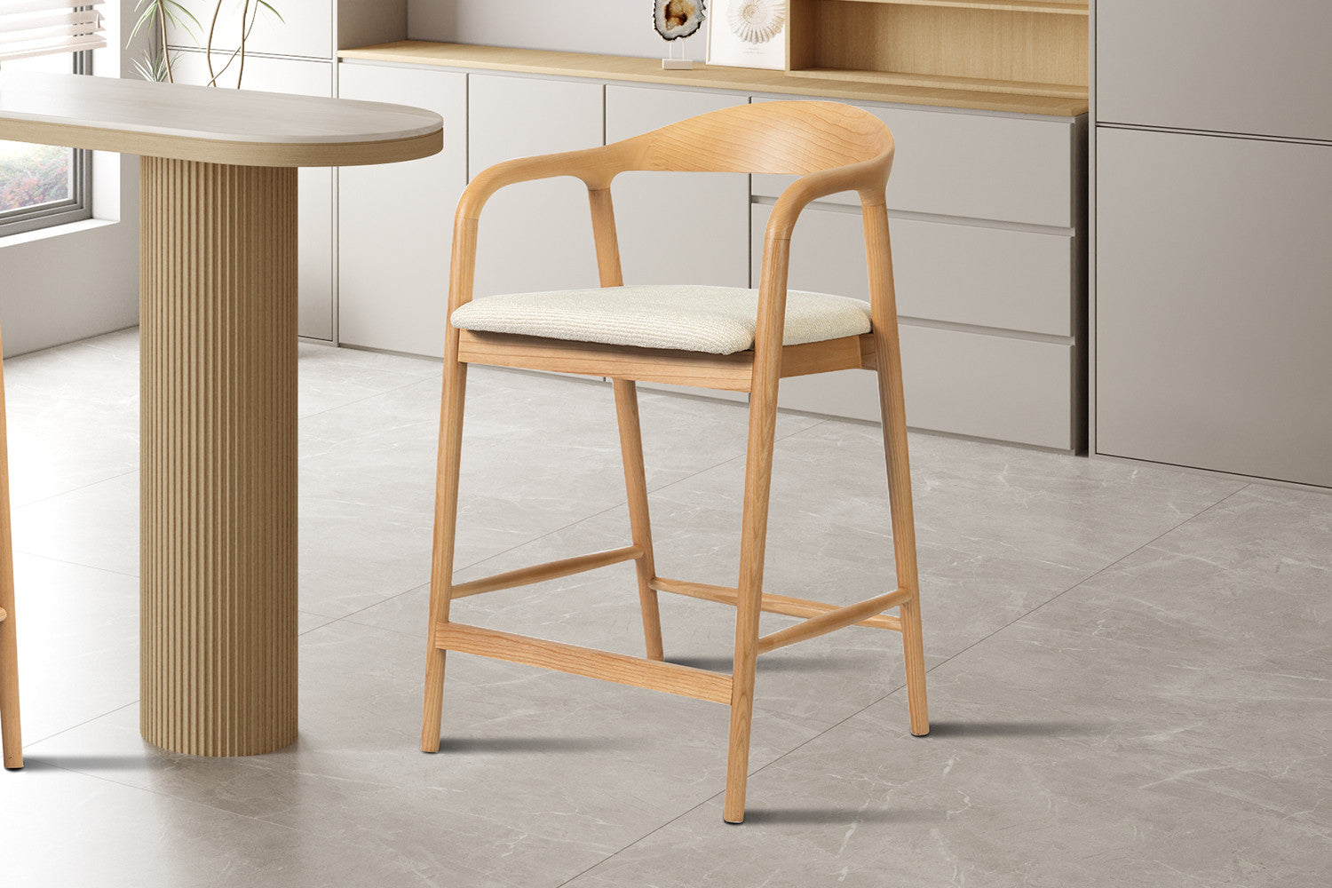 NEW - Counterstoel 'Claire' Essenh. Naturel Milan 103 Beige Gemonteerd - afbeelding 2