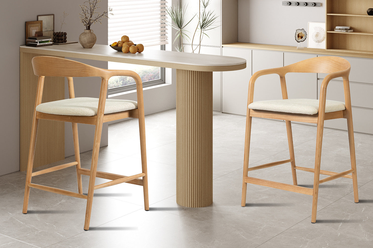 NEW - Counterstoel 'Claire' Essenh. Naturel Milan 103 Beige Gemonteerd – Rousseau 5690-1
