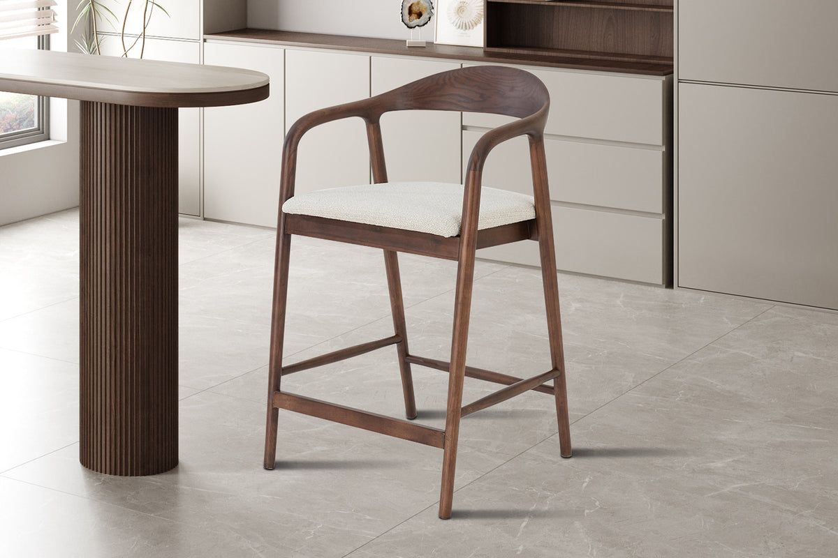 NEW - Counterstoel 'Claire' Essenh. Walnoot Milan 103 Beige Gemonteerd - afbeelding 2
