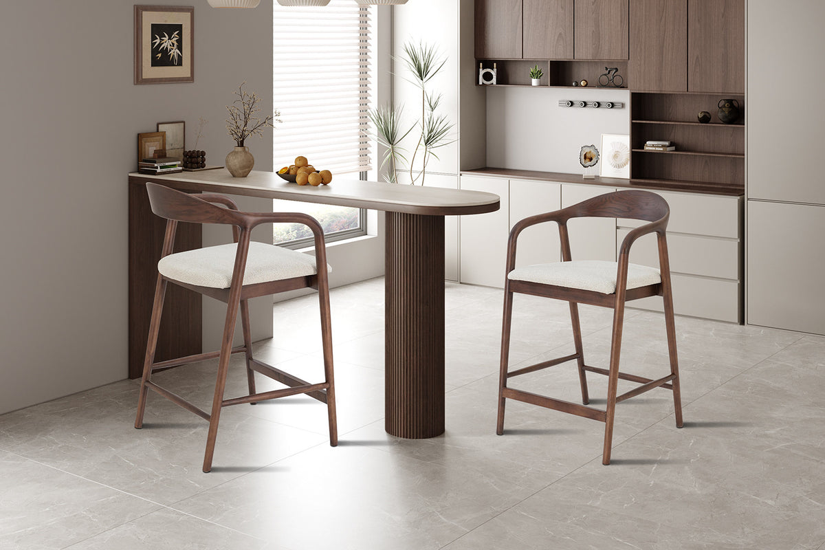 Counterstoel Claire Essenh. Walnoot Milan 103 Beige Gemonteerd – aanzicht 3