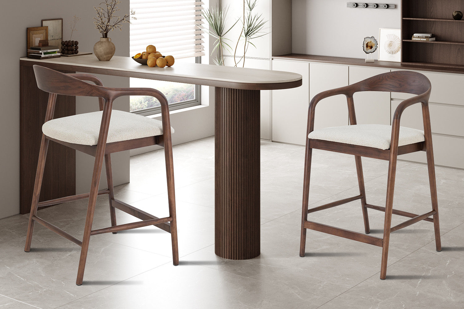 NEW - Counterstoel 'Claire' Essenh. Walnoot Milan 103 Beige Gemonteerd – Rousseau 5690-2