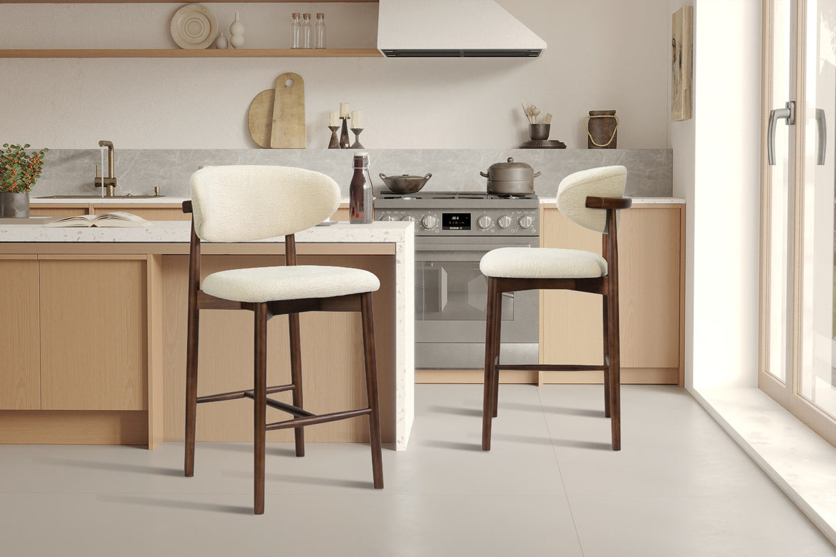 Counterstoel Clara Essenhout Walnoot - Beige – aanzicht 3