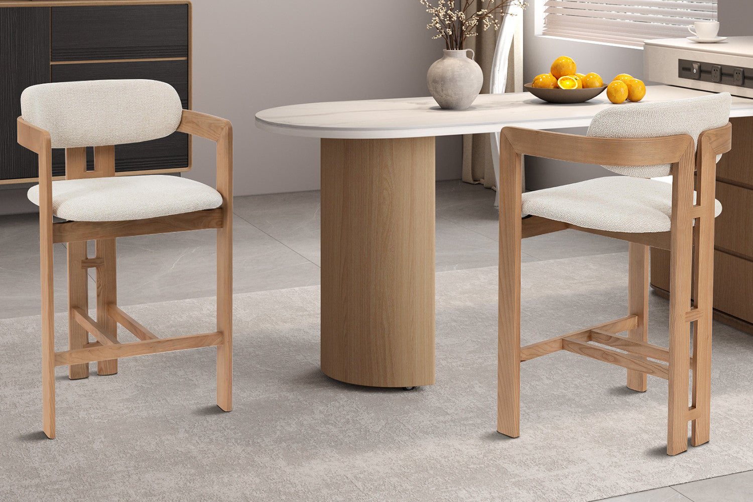 NEW - Counterstoel 'Camille' Essenhout Naturel Ote Milan 103 Beige – Rousseau 5705-1