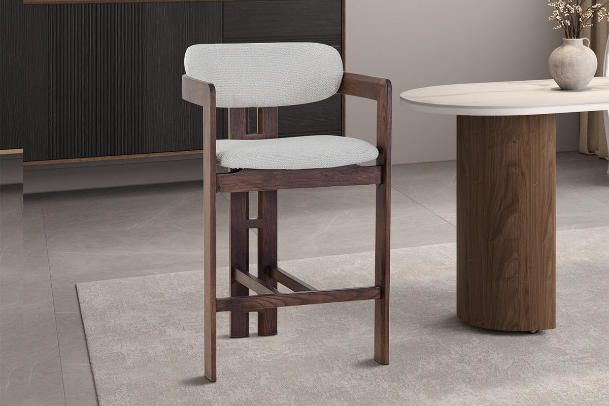 NEW - Counterstoel 'Camille' Essenhout Walnoot Ote Milan 103 Beige - afbeelding 2
