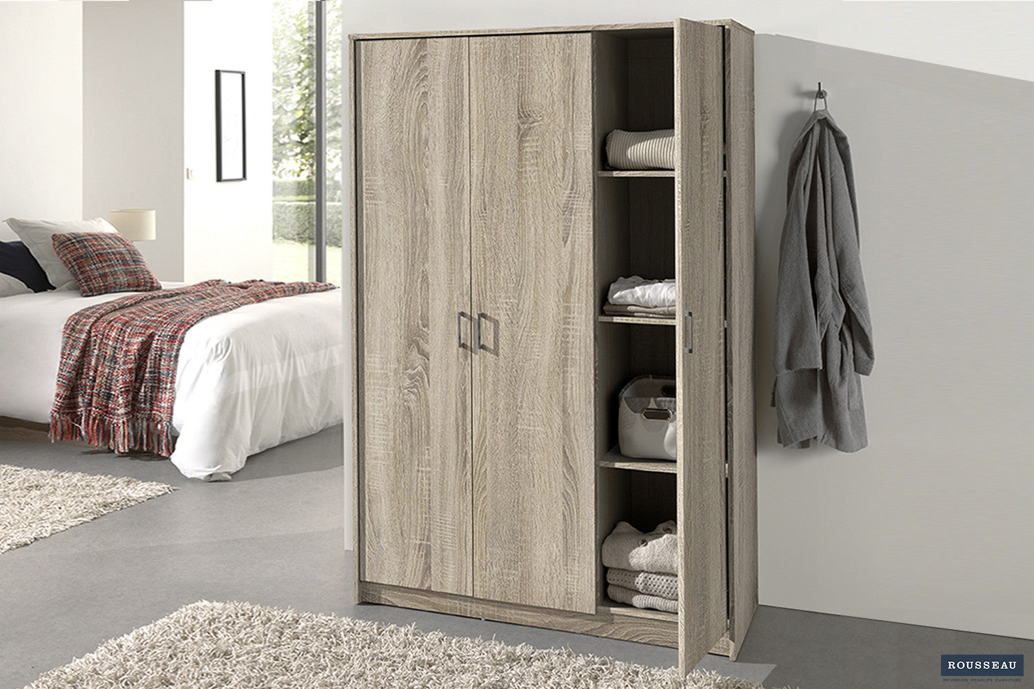Kledingkast 'Ray' 3 deuren Sonoma – Rousseau 6310-2
