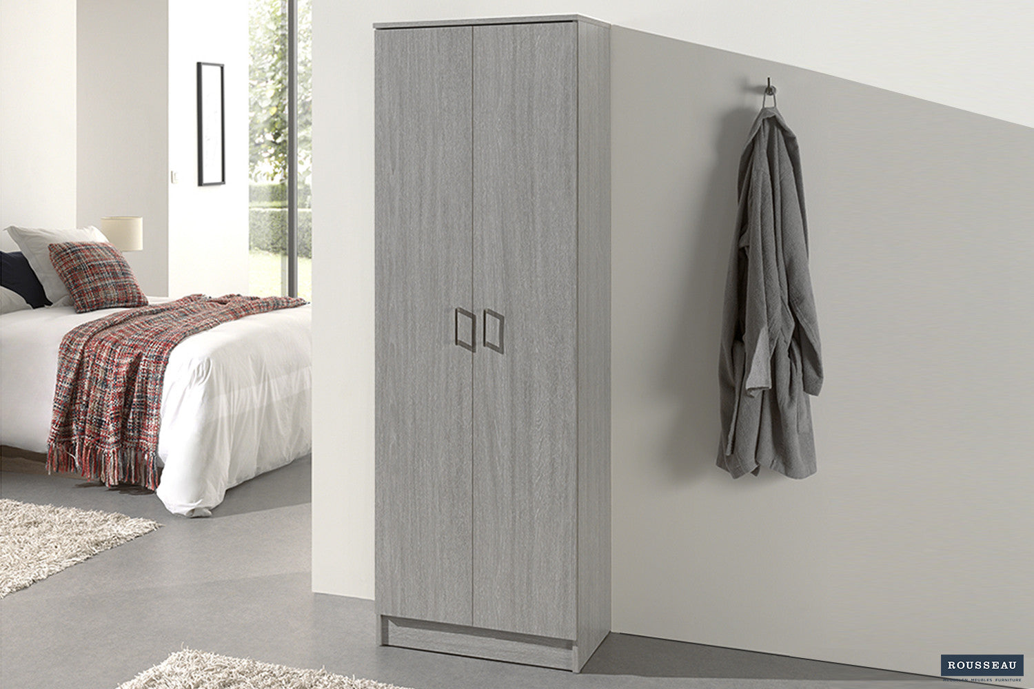 Opbergkast 'Ray' 2 deuren en 4 legplanken Grijze eik – Rousseau 6403-5