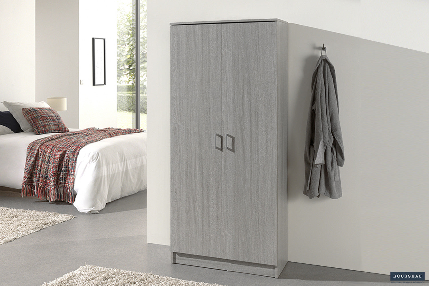 Opbergkast 'Ray' 2 deuren en 4 legplanken Grijze eik – Rousseau 6405-5