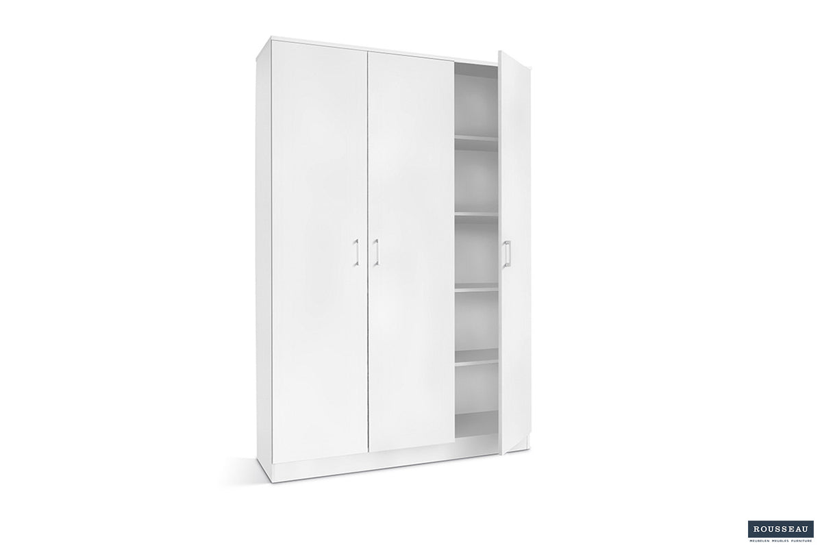 Opbergkast Ray 3 deuren en 4 legplanken Wit – aanzicht 5