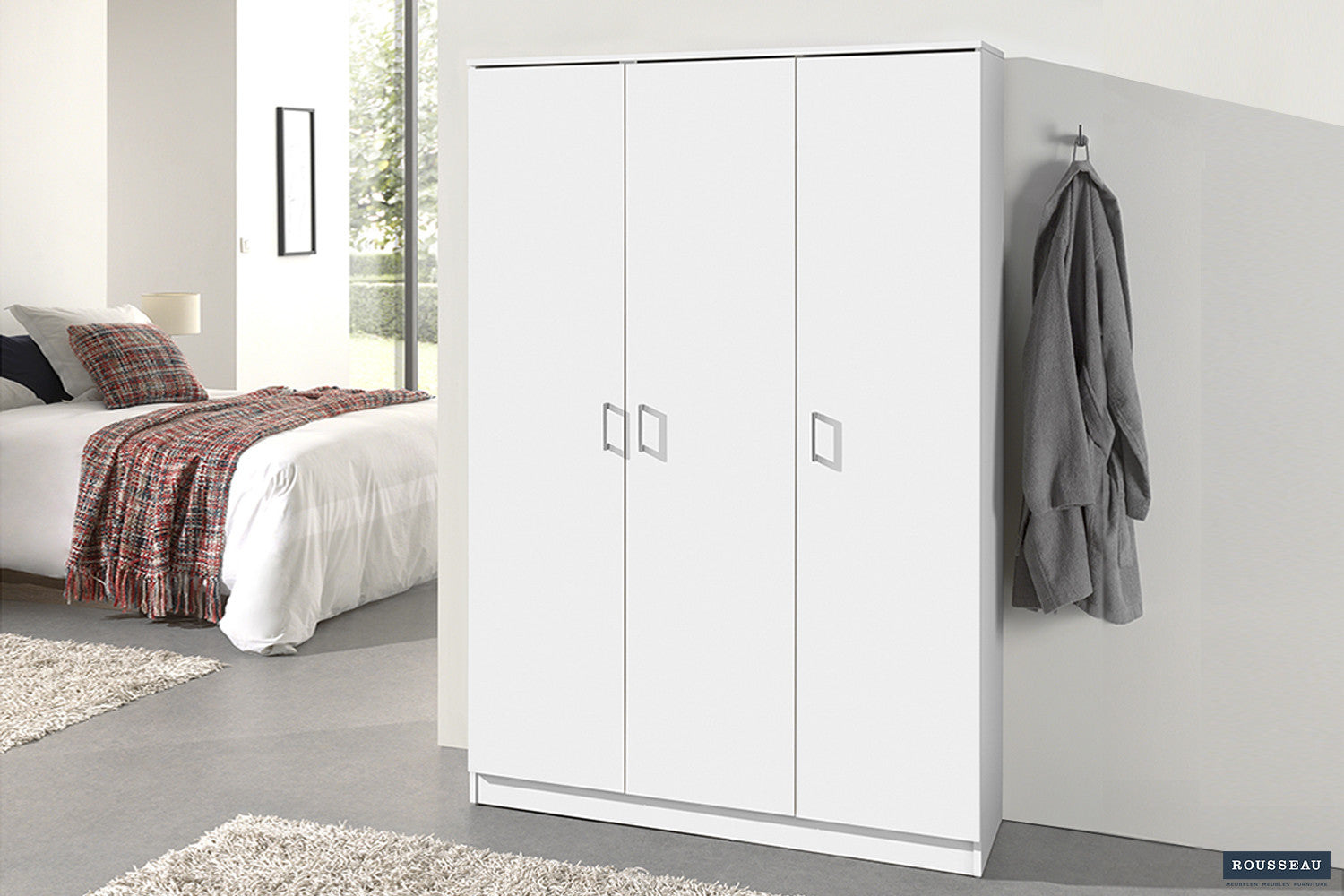 Opbergkast 'Ray' 3 deuren en 4 legplanken Wit – Rousseau 6410-1