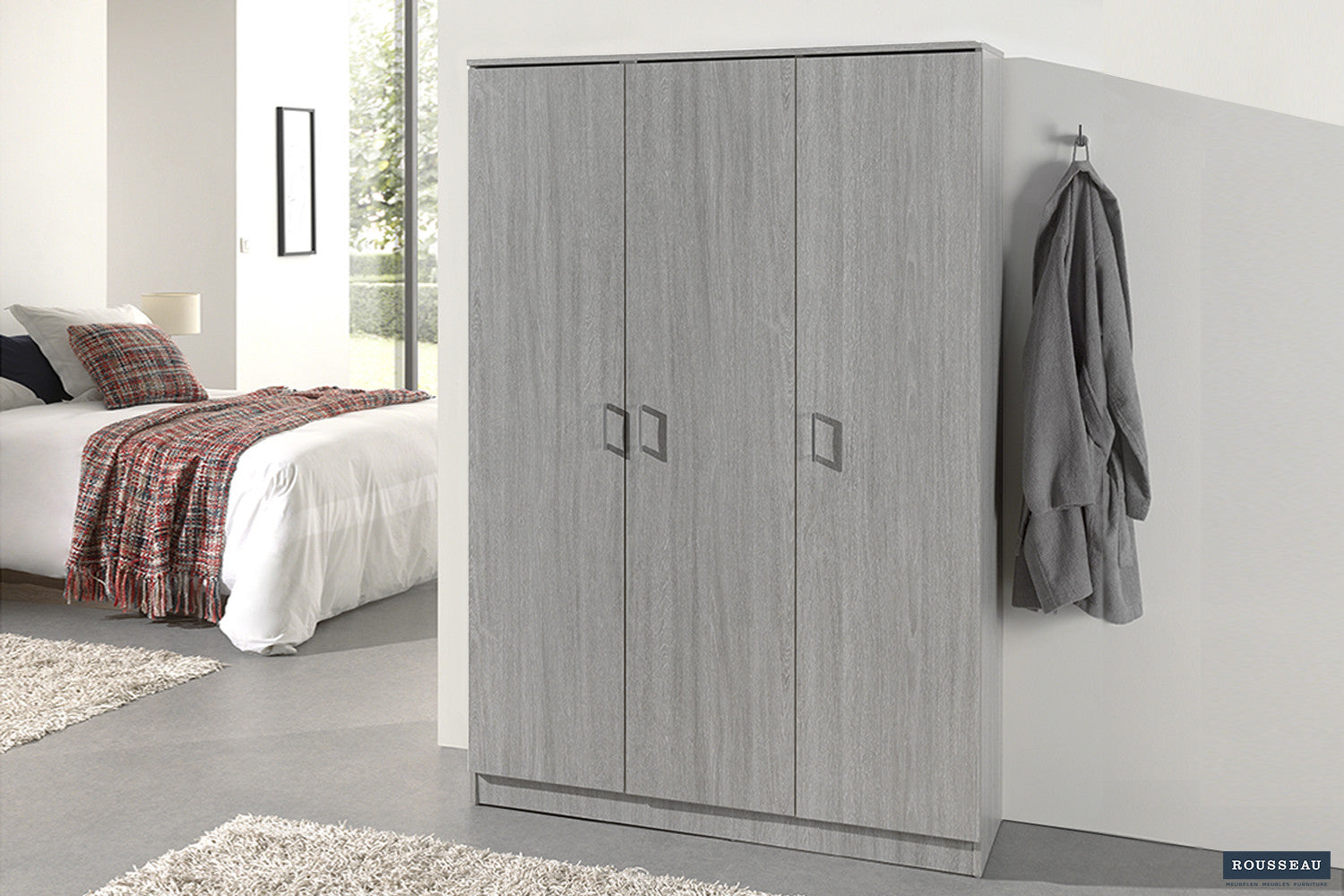 Opbergkast 'Ray' 3 deuren en 4 legplanken Grijze eik – Rousseau 6410-5
