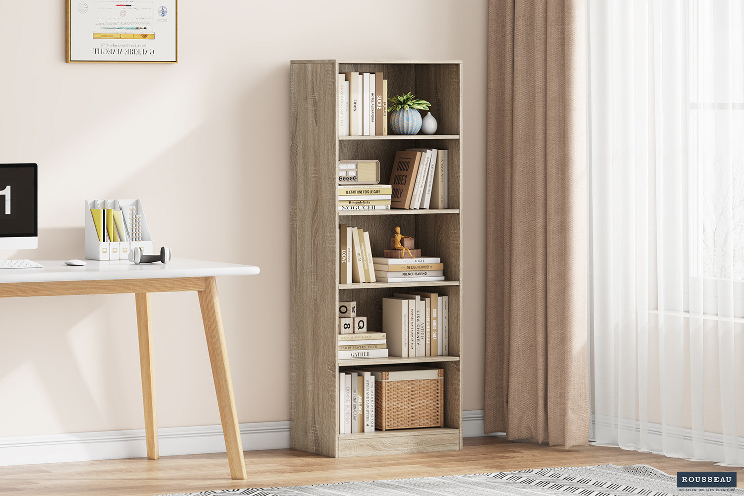 SALE - Boekenkast 'Space' 4 legplanken Sonoma – Rousseau 6625-2
