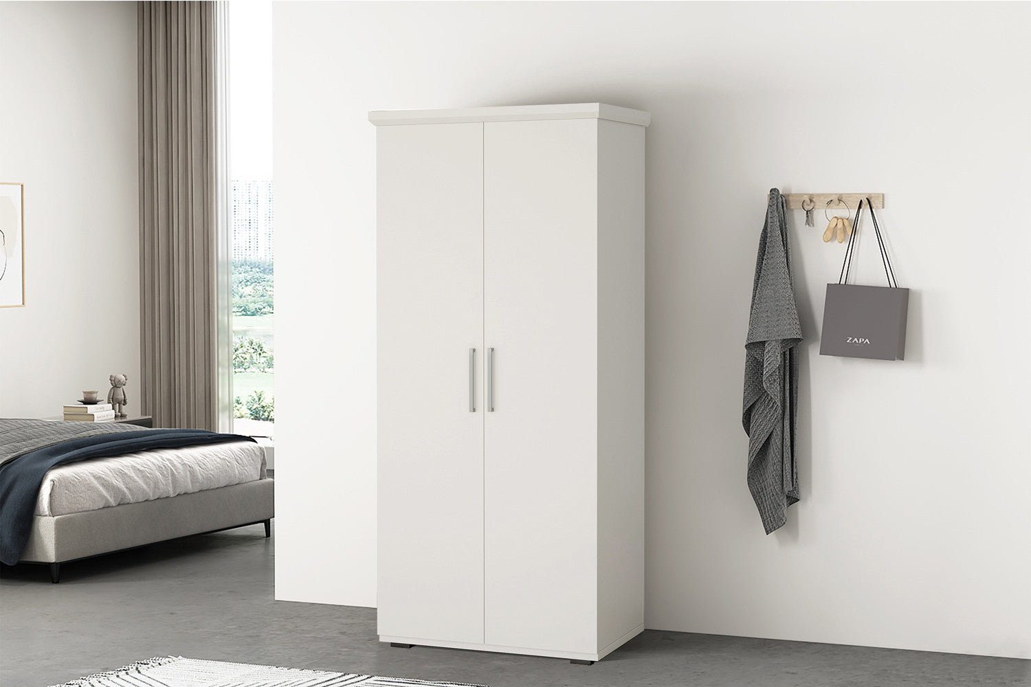 NEW - Kledingkast 'Mike' 2 deuren Wit – Rousseau 6705-1