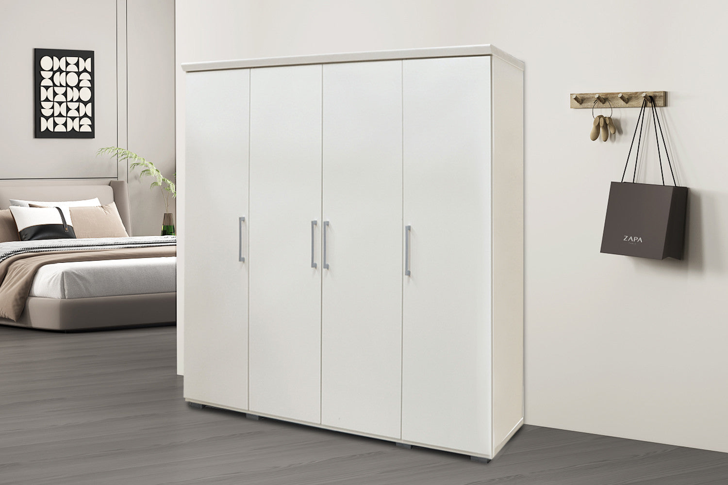 Kledingkast 'Mike' 4 deuren Wit – Rousseau 6720-1